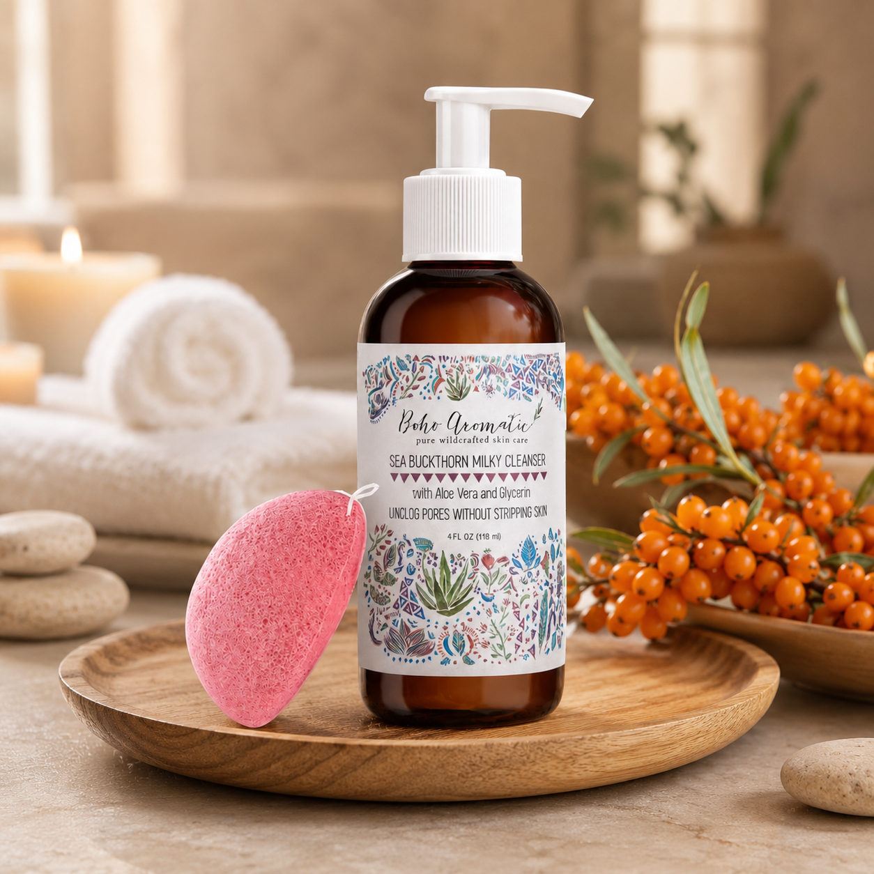 Sea Buckthorn Milky Cleanser | Gentle Nourishing & Hydrating Facial Cleanser | Boho Aromatic