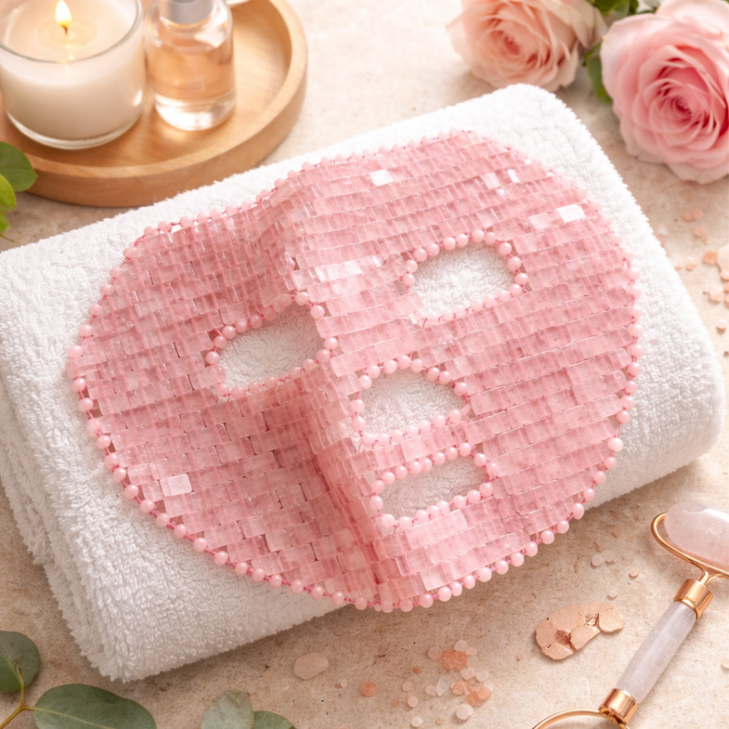 Rose Quartz Crystal Face Mask – Handcrafted Cooling Spa Skincare Ritual