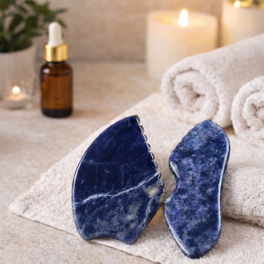 Blue Sodalite Stone Gua Sha Set – Facial Sculpting & Lymphatic Drainage