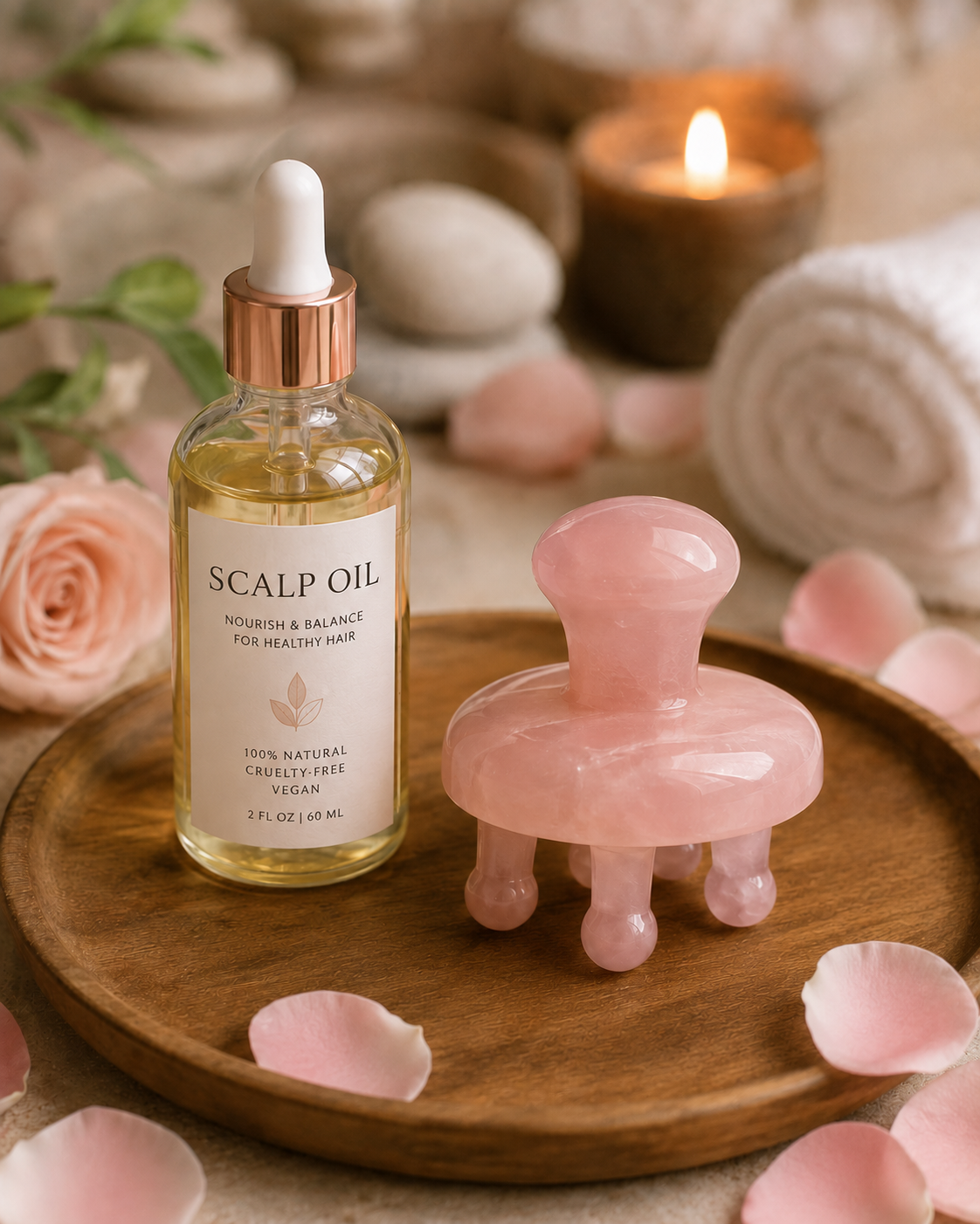 Rose Quartz Scalp Ritual™ Pressure Point Scalp Massager