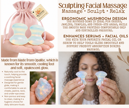 OPALITE GUA SHA MUSHROOMS  - Crystal Energy for Face + Body