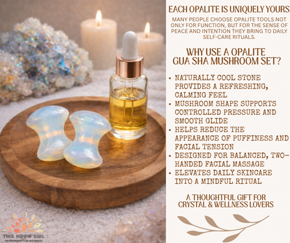 OPALITE GUA SHA MUSHROOMS  - Crystal Energy for Face + Body