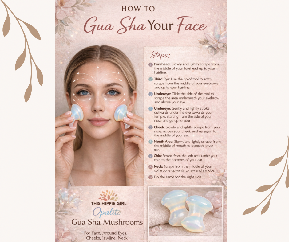 OPALITE GUA SHA MUSHROOMS  - Crystal Energy for Face + Body