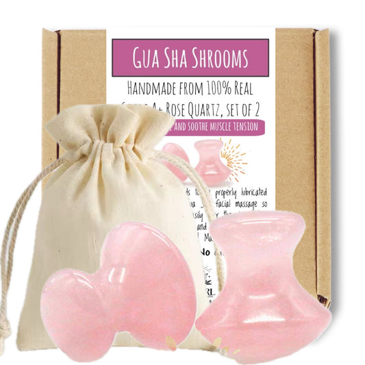 ROSE QUARTZ GUA SHA MUSHROOMS - Crystal Energy for Face + Body