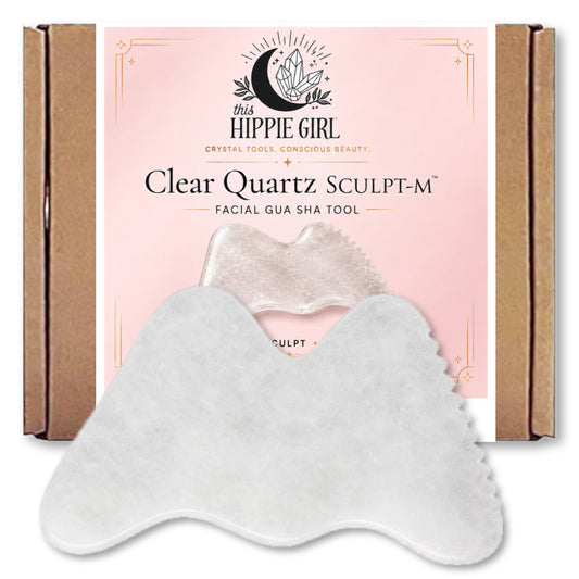 Clear Quartz Gua Sha Tool – M-Shape Facial Sculpting | Luxury Face Tool