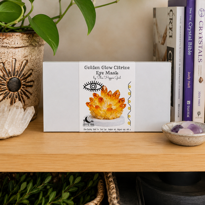 Golden Glow Citrine Eye Mask | Genuine Citrine Crystal Cooling Eye Mask | Spa Self Care Gift | Crystal Eye Pillow | Under Eye Relaxation
