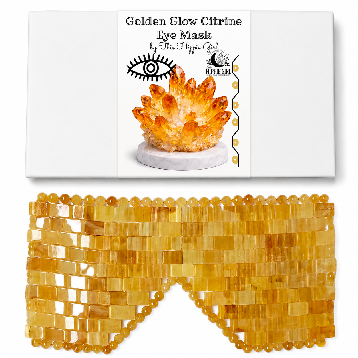 Golden Glow Citrine Eye Mask | Genuine Citrine Crystal Cooling Eye Mask | Spa Self Care Gift | Crystal Eye Pillow | Under Eye Relaxation