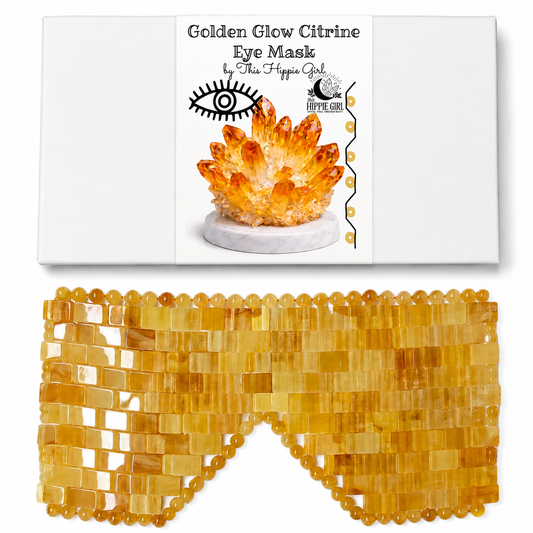 Golden Glow Citrine Eye Mask | Genuine Citrine Crystal Cooling Eye Mask | Spa Self Care Gift | Crystal Eye Pillow | Under Eye Relaxation