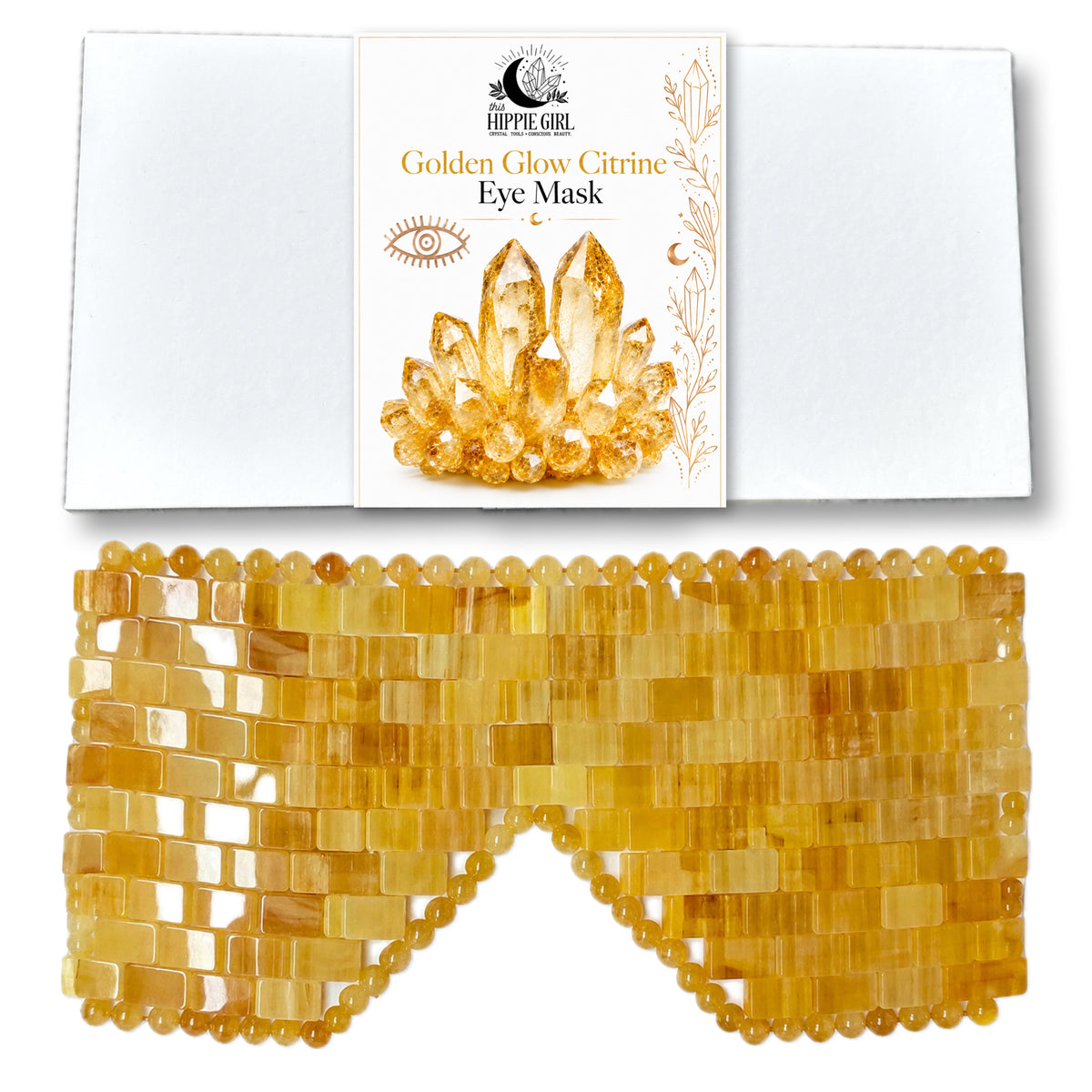Golden Glow Citrine Eye Mask | Genuine Citrine Crystal Cooling Eye Mask | Spa Self Care Gift | Crystal Eye Pillow | Under Eye Relaxation