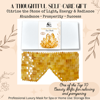 Golden Glow Citrine Eye Mask | Genuine Citrine Crystal Cooling Eye Mask | Spa Self Care Gift | Crystal Eye Pillow | Under Eye Relaxation