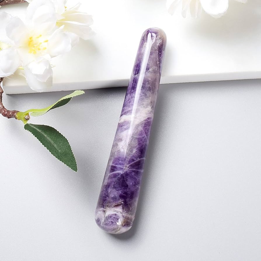 Polished Amethyst Crystal Massage Wand – Natural Gemstone, Relaxation Tool