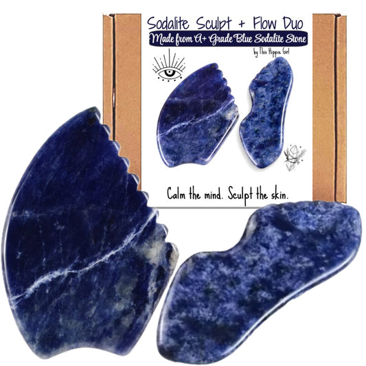Blue Sodalite Stone Gua Sha Set – Facial Sculpting & Lymphatic Drainage