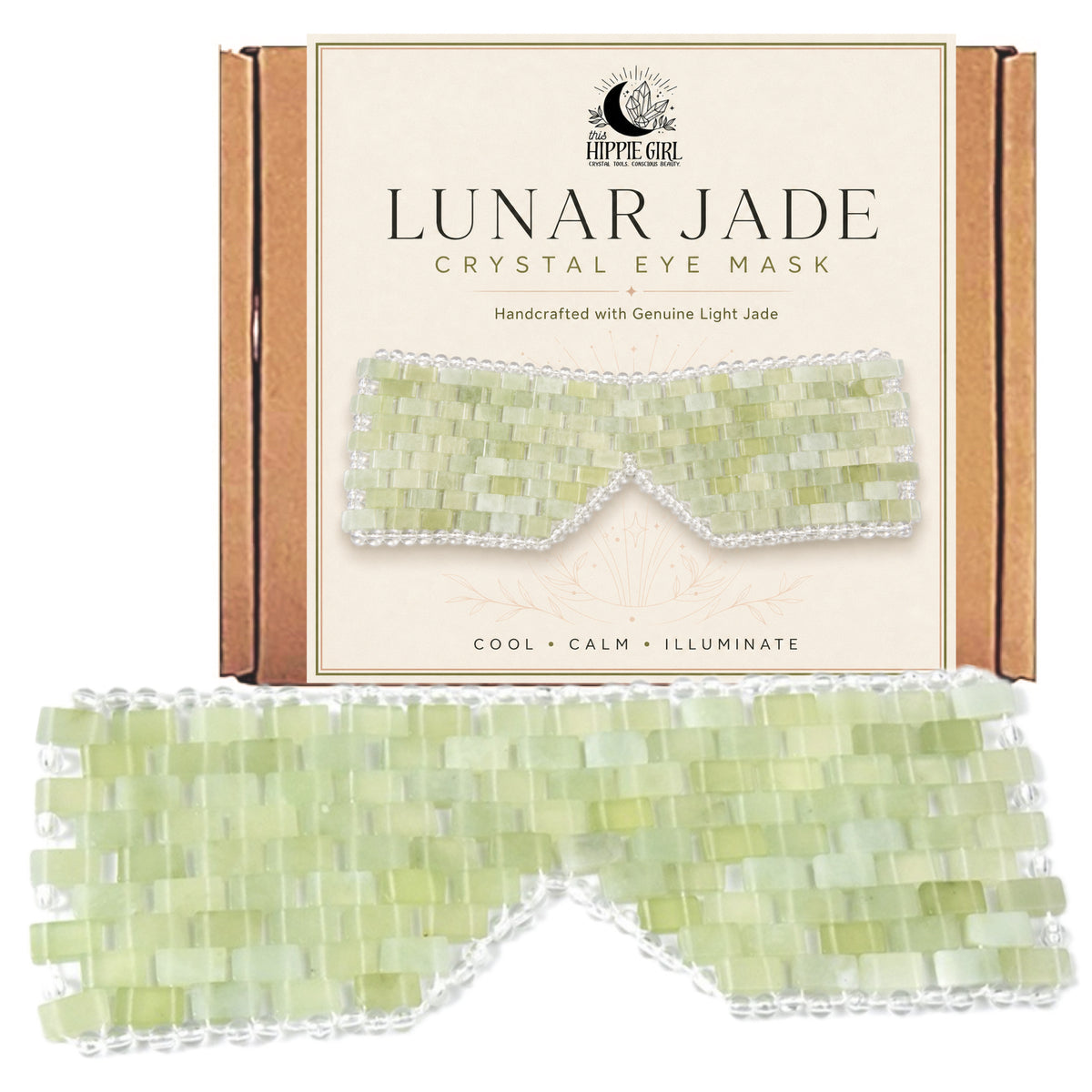 Light Jade Cooling Eye Mask – Puffy Eyes, Dark Circles, Spa Relaxation. Lunar Jade.