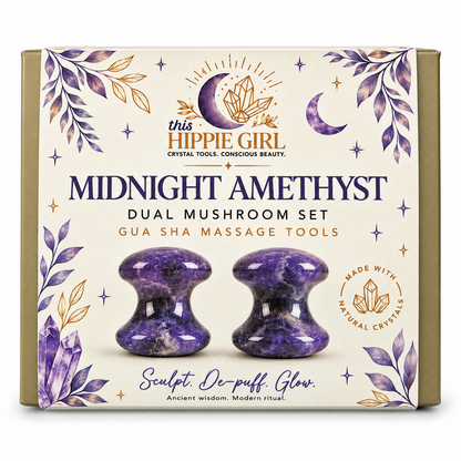 Midnight Amethyst Dual Mushroom Gua Sha Set