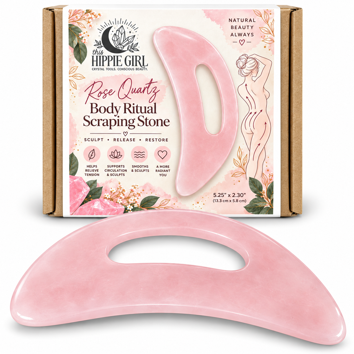 Rose Quartz Body Gua Sha Scraping Stone | This Hippie Girl