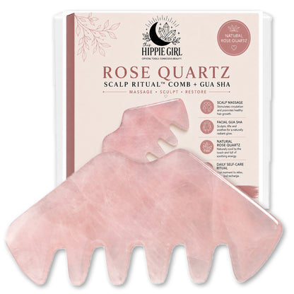 Rose Quartz Scalp Ritual™ Comb + Gua Sha – 2-in-1 Crystal Scalp Massager & Facial Gua Sha Tool for Scalp Massage, Facial Sculpting, Self-Care & Skincare Rituals