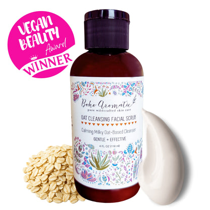 Oat Cleansing Facial Scrub | Gentle Exfoliating Cleanser for Soft, Smooth Skin | Boho Aromatic