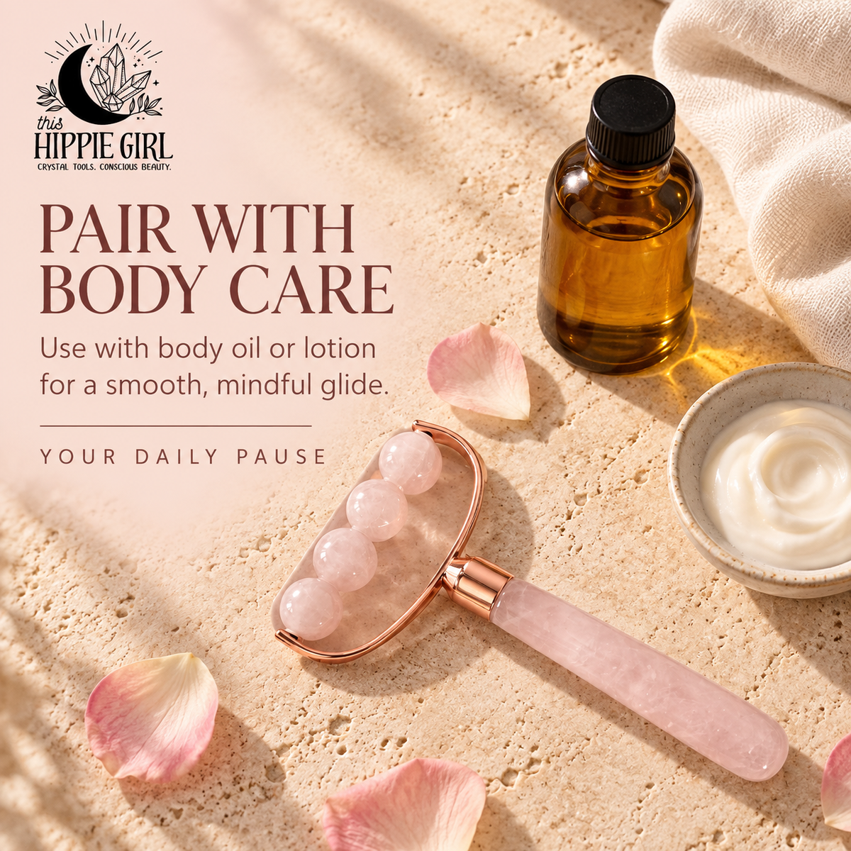 Rose Quartz Body Release Ritual™ 4-Bead Roller