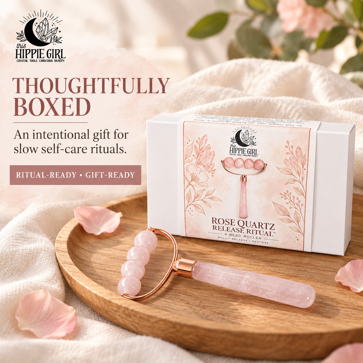 Rose Quartz Body Release Ritual™ 4-Bead Roller