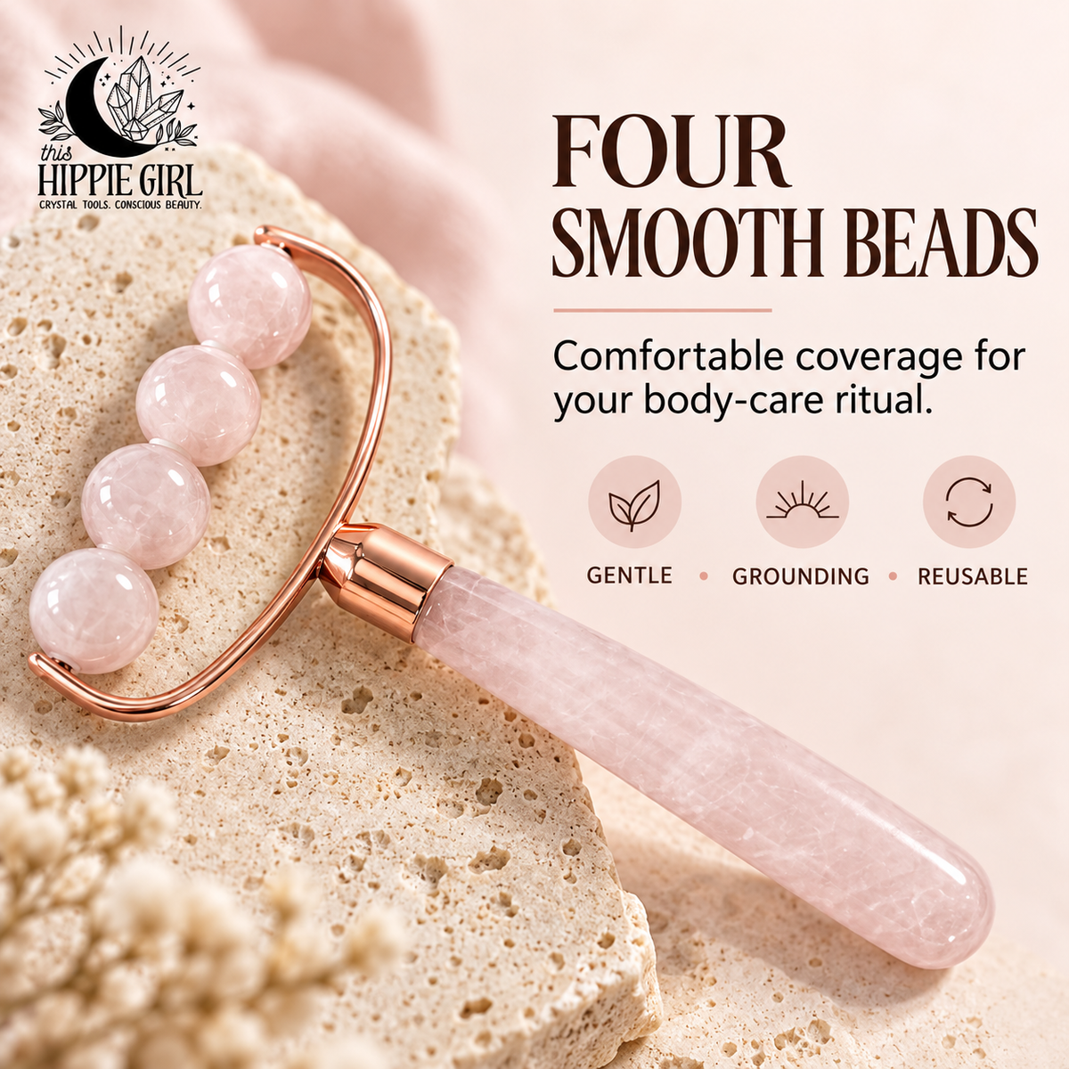 Rose Quartz Body Release Ritual™ 4-Bead Roller