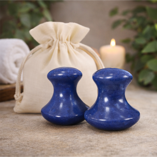 Blue Aventurine Gua Sha Mushroom Set, Facial Sculpting, Lymphatic Drainage